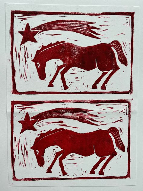 8x10 Linocut Pony Handmade Print! Horse girl at heart.  Please note that since my items are handmade, there may be some variation between each piece. Unicorn Linocut, Kelpie Art, Linoprint Ideas, Fall Window Decorations, Lino Printing, Lino Prints, Pony Art, Lino Cut, Horse Tattoo