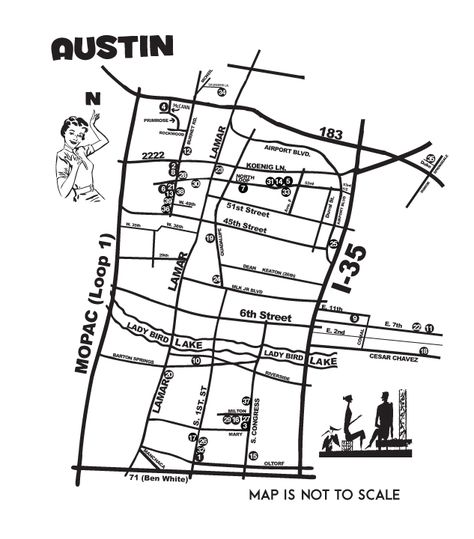 Austin Vintage Around Town Guide Map Austin Bucket List, To Do In Austin Texas, Austin Map, Austin Shopping, Things To Do In Austin, Lady Bird Lake, Vintage Stores, Yearbook Ideas, Town Map