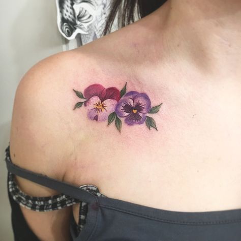 Purple Petunia Tattoo, Petunia Tattoos For Women, Impatient Flower Tattoo, Purple Pansy Tattoo, Petunia Flower Tattoo, Viola Tattoo, Petunia Tattoo, Pansy Tattoo, Nature Tattoo Ideas