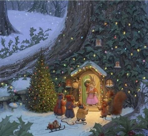 Cozy Animals, Storybook Art, Winter Illustration, Advocate Art, Christmas Feeling, Warm Christmas, Old Disney, Fairytale Art, Christmas Scenes