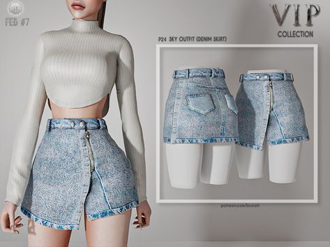 The Sims 4 Jeans, Outfit Denim Skirt, Sky Outfit, Sims 4 Tsr, The Sims 4 Pc, Outfit Denim, The Sims 4 Packs, Sims 4 Teen, Sims 4 Dresses