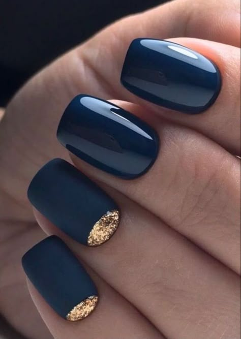 Dark Blue Nails, Navy Nails, Navy Blue Nails, Cute Nail Art Designs, Rainbow Nails, Chic Nails, Acrylic Nail Designs, Blue Nails, Beauty Nails