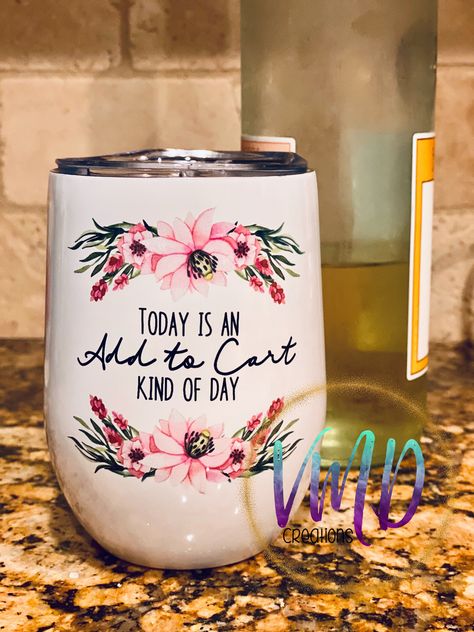 Sublimation Wine Tumblers, Wine Ideas, Glitter Flowers, Add To Cart, Tumbler Ideas, Cricut Joy, Wine Tumbler, Wine Tumblers, Tumbler Cups