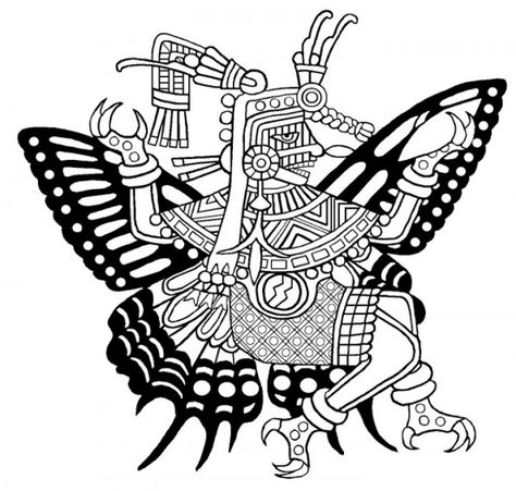 Itzpapalotl, The Obsidian Butterfly Aztec Butterfly, Aztec Pictures, Butterfly Colors, Mayan Glyphs, American Indian Tattoos, Butterfly Project, Maya Art, Mexican Culture Art, Mayan Art