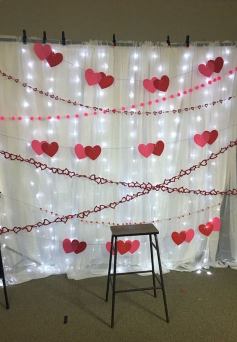 Valentines Dance Photo Backdrop, Simple Valentines Backdrops, Valentine Backdrops For Photos, Valentine Photo Backdrop Diy, Diy Valentines Day Backdrop, Cricut Backdrop Ideas, Diy Valentine’s Day Backdrop, Valentines Party Photo Backdrop, Valentines Day Backdrop For Pictures