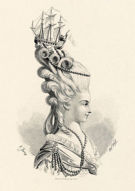 Marie Antoinette Marie Antoinette Hairstyle, Marie Antoinette Hair, 18th Century Hair, Rococo Fashion, 18th Century Fashion, Rococo Style, A Ship, Old Fashion, Pompadour