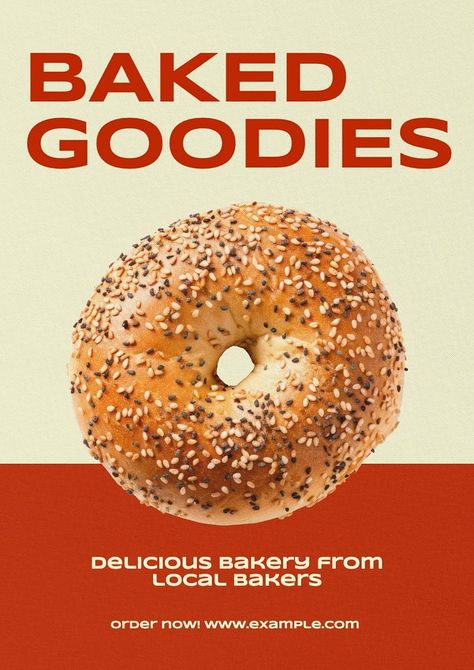 Bakery Shop Poster Design, Baking Poster Design, Bagel Poster, Donut Poster, Donut Bread, Bagel Bread, Shop Poster, Baked Goodies, Bakery Shop