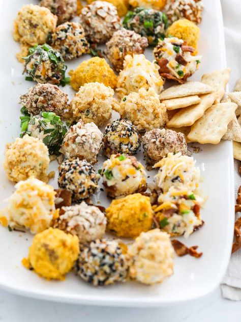 Cheese Truffles (Mini Cheese Balls) Individual Cheese Balls Minis, Small Cheese Balls, Cheese Truffle Balls, Mini Cheeseball Bites, Cheese Ball Appetizers, Ball Appetizers, Fun Party Food, Mini Cheese Balls, Cheese Truffles