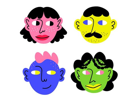 Faces by Petra Sitaru | Dribbble | Dribbble Geometrical Character Design, Illustrated Faces, Geometric Character, Faces Illustration, Lemon Images, 2d Character Animation, Geometric Face, Geometric Portrait, Profile Drawing