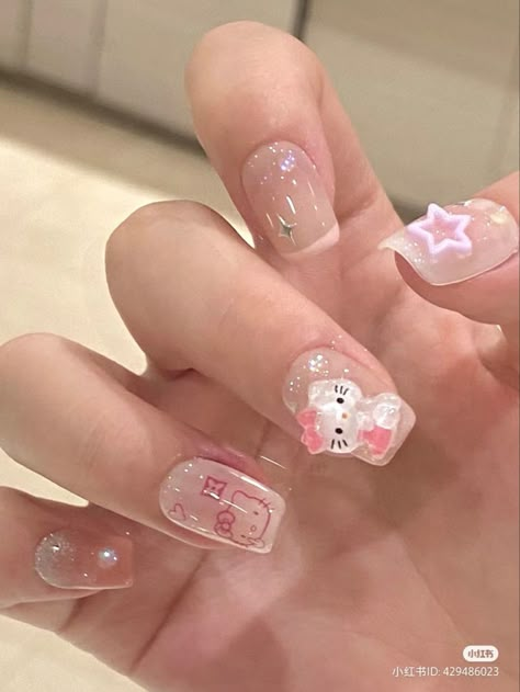 Hello Kitty Nail Art, Kitty Nail Art, Paznokcie Hello Kitty, Hello Kitty Nail, Hello Kitty Nails Art, Kitty Nail, Trend Nails, Kitty Nails, Cute Simple Nails