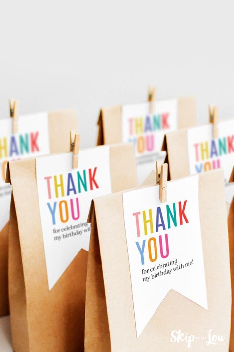 1st Bday Party Favors Goodie Bags, Birthday Party Classroom, Thank You For Coming Gifts Treat Bags, Thank You For Coming To My Party Free Printable, Party Favor Thank You Tags, Gift Bag For Birthday Party, Goodie Bag Packaging Ideas, Thank You Birthday Tags, Thank You Treat Bags