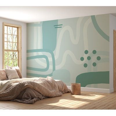 Geometric Wall Paint Hallway, Wall Murals Hallway, Fun Playroom Mural, Monochromatic Mural Wall Art, Mural On Concrete Wall, Moon Mural Bedroom, Wall Mural Indoor, Ice Cream Murals, Modern Mural Art