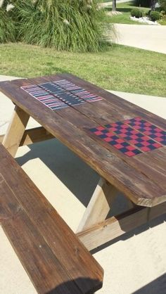 Painted Picnic Tables, Picnic Table Makeover, Outer Limits, Backgammon Table, Picnic Tables, Yard Games, Rv Remodel, Backyard Games, Mesa Exterior