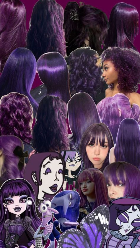 Dark Purple Ends Hair, Amethyst Chrome Hair Color, Purple And Black Hair Curly, Dark Purple On Brown Hair, Dark Plum Purple Hair, Dark Purple Natural Hair, Top Layer Of Hair Dyed, Purple Hair Tan Skin, Purple Curly Hair Highlights