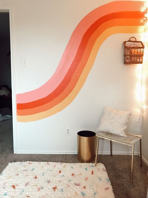 Free hand painted, fun and colorful mural wall. Abstract Wall Design, Wall Painting Ideas, Wall Murals Diy, Room Wall Painting, Bedroom Wall Designs, Bedroom Murals, Bedroom Wall Paint, Wall Murals Painted, Painted Walls