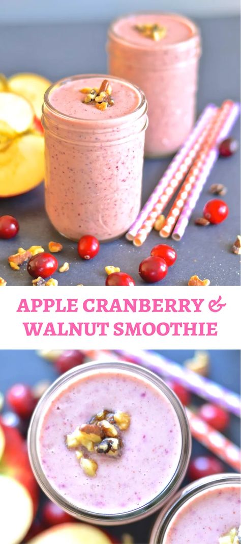 Apple Cranberry & Walnut Smoothie - Parade Cranberry Smoothie Recipes, Walnut Smoothie, Cranberry Smoothie, Homemade Cashew Milk, Plant Based Diet Meal Plan, Apple Cranberry, Fresh Cranberries, Very Busy, Yummy Eats