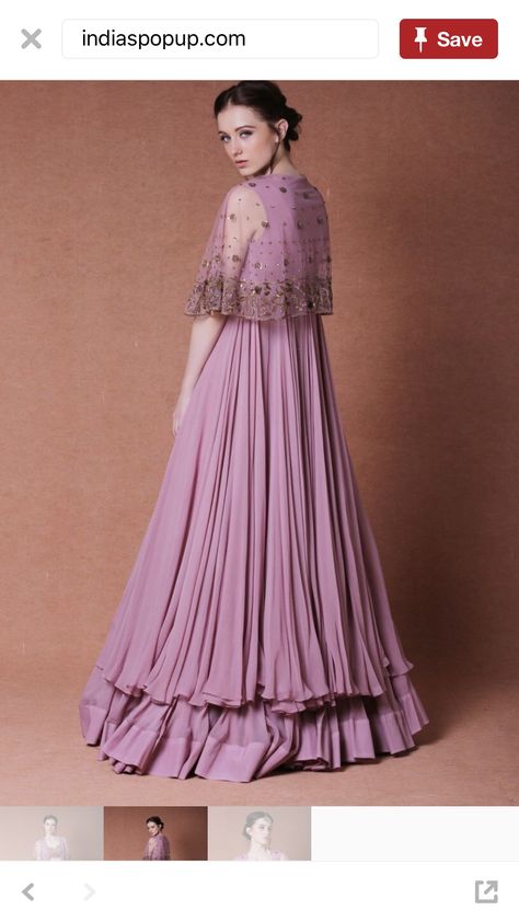 Gown Pattern Indian, Cape Dress Indian, Lilac Lehenga, Strappy Blouse, Cape Set, Long Cape, Lehnga Dress, Indian Gowns Dresses, Indian Gowns