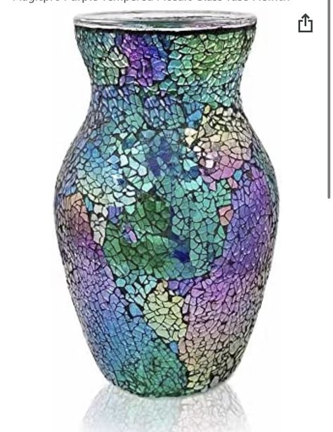 Flower Vase Decor, Mosaic Vase, Green Mosaic, Flower Vases Decoration, Wedding Unique, Vase Glass, Beauty Salon Decor, Mosaic Pieces, Glass Flower Vases