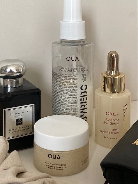 Ouai Skincare Aesthetic, Ouai Hair Aesthetic, Ouai Aesthetic, Jo Malone Aesthetic, Ouai Leave In Conditioner, Girl Skincare, Ouai Hair, Care Aesthetic, Skincare Aesthetic