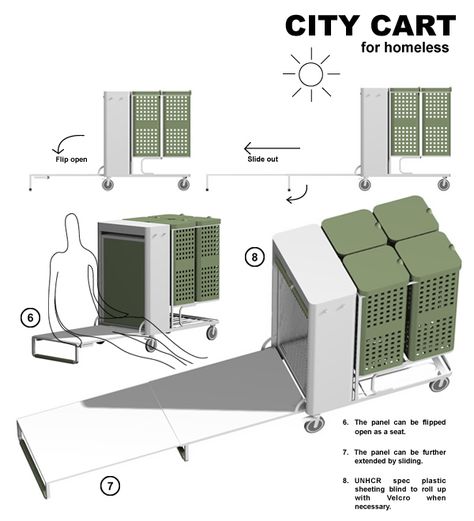 city cart | designboom.com Mobile Furniture Design, Mobile Cart Design, Mobile Architecture Concept, Movable Architecture Concept, Medical Trolley Design, Typography Drawing, Maker Labs, Mobile Cart, Carton Design