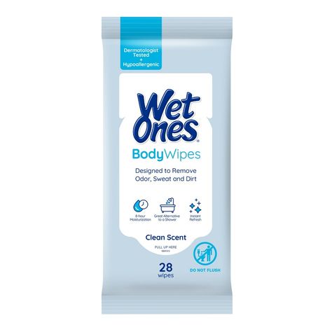 Introducing Wet Ones Body Wipes — a game-changer for those with active lifestyles. Larger and thicker than our standard hand wipes, these no-rinse shower wipes were designed to remove sweat, dirt, and body odor when a shower is not an option. Try these body wipes after a workout or take these cleansing wipes with you camping for quick touch-ups on the go. Plus, our travel body wipes are TSA approved so no matter where your adventures take you, you can arrive feeling clean and refreshed. Wet Ones Wipes, Sick Basket, Pampers Wipes, School Emergency Kit, Water Wipes, Body Wipes, Neutrogena Makeup, Emergency Bag, School List