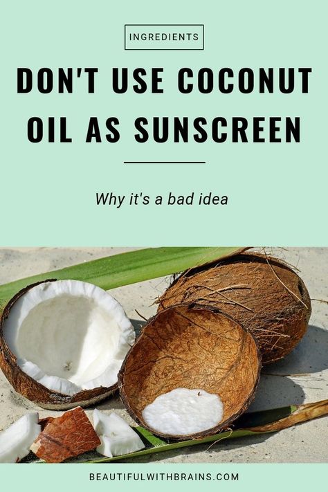 We all know finding a good sunscreen is a pain in the butt, but here’s why using coconut oil as a sunscreen is one of the worst skincare mistakes you can make #sunscreen #sunprotection #skincare Coconut Oil Sunscreen, Coconut Sunscreen, Good Sunscreen, Sunscreen Natural, Skincare Mistakes, Skincare Habits, You Are The Sun, Best Sunscreens, Gorgeous Skin