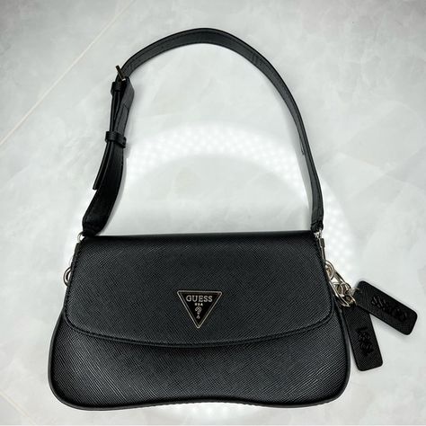 Guess Cordelia flap shoulder bag black. Guess Sling Bag, Guess Bags Black, Guess Shoulder Bag, My Style Bags, Luxury Bags Collection, Bag Obsession, Flap Shoulder Bag, Guess Handbags, Guess Bags