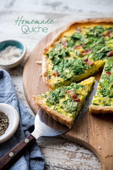 Easy Quiche Lorraine Recipe and Best Quiche Recipe for Breakfast Brunch Easter @WhiteOnRice Perfect Quiche Recipe, Easy Egg Recipe, Best Easy Dinners, Quick Brunch Recipes, Homemade Quiche, Quick Brunch, Ham Quiche, Quick And Easy Breakfast Recipes, Quiche Lorraine Recipe