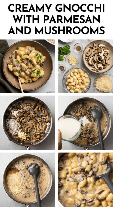 Garlic Mushroom Gnocchi, Creamy Spinach And Mushroom Gnocchi, Sausage Mushroom Gnocchi, Gnocchi Recipes Cream Sauce, Store Bought Gnocchi Recipes, Gnocchi And Mushroom Recipes, Creamy Mushroom Gnocchi Recipes, Chicken Mushroom Gnocchi, Creamy Mushroom Gnocchi