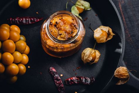 Instant Cape Gooseberry/ Rasbhari Chutney Recipe #rasbharichutney #capegooseberry #glutenfree #vegan #recipe #instantrecipe #homemade #spicy #glutenfreerecipe #glutenfreeindian Sweet Chutney Recipe, Gooseberry Chutney, Gooseberry Recipes, Gluten Free Burger, Cape Gooseberry, Black Mustard Seeds, Recipe Gluten Free, Chutney Recipe, Cumin Seeds