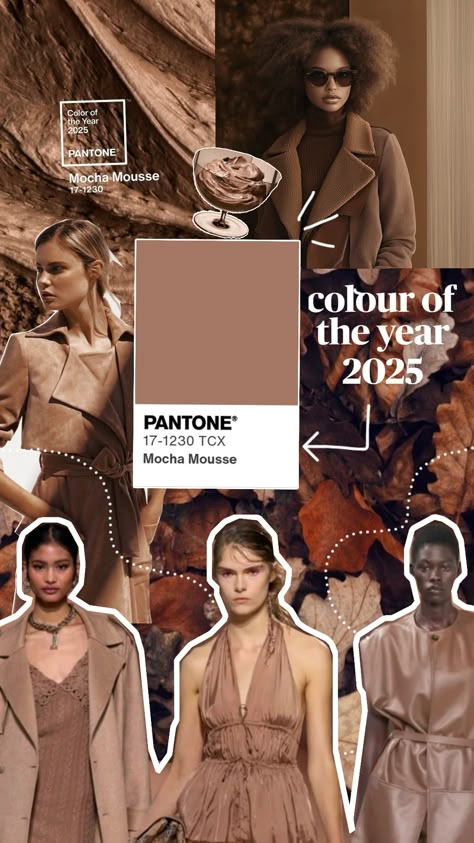 PANTONE Colour of the year 2025 .... Pantone's Color of the Year 2025 is Mocha Mousse (Pantone 17-1230), a medium-brown tone with both modern sophistication and timeless appeal. The color evokes luxury while being grounded, signifying a shift from traditional, humble browns to something more aspirational. It's versatile for various design styles, offering richness and warmth for both contemporary and classic settings. Mocha Mousse Color Of The Year 2025, Pantone Of The Year 2025, Pantone Colour Of The Year 2025, 2025 Colour Of The Year, Colour Of The Year 2025 Pantone, Colour 2025 Trends, Mocha Mousse Outfit Idea, Mocha Mouse Color, 2025 Color Of The Year Pantone