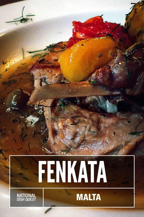 National Dish Quest (Malta): What You Need To Know About Fenkata, The Traditional Maltese Dish (Recipe) #malta #nationaldish #rabbitstew #fenkata #maltesefood Maltese Recipes Malta, Maltese Food, Malta Food, Maltese Recipes, National Dish, Rabbit Food, Mediterranean Dishes, Food Experiences, World Recipes