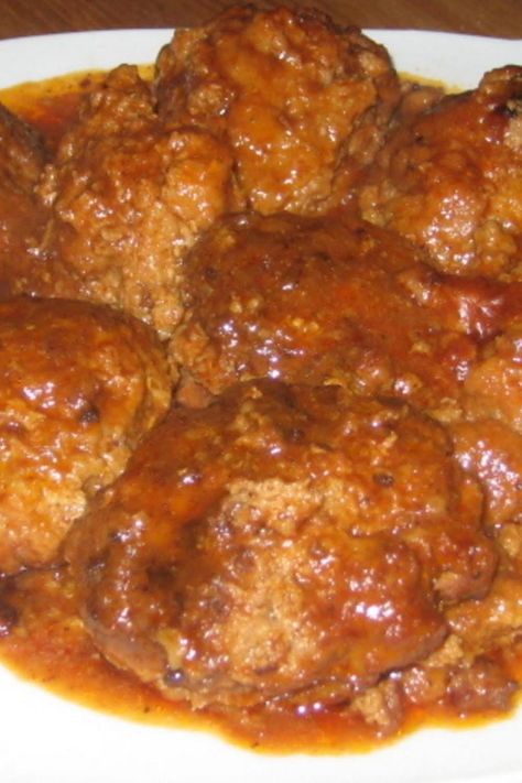 Hamburger Meatballs, Meatball Dishes, Swiss Steak, Grandma Style, Tomato Gravy, Grandma Fashion, Steak Sauce, Small Bowl, Fun Cooking