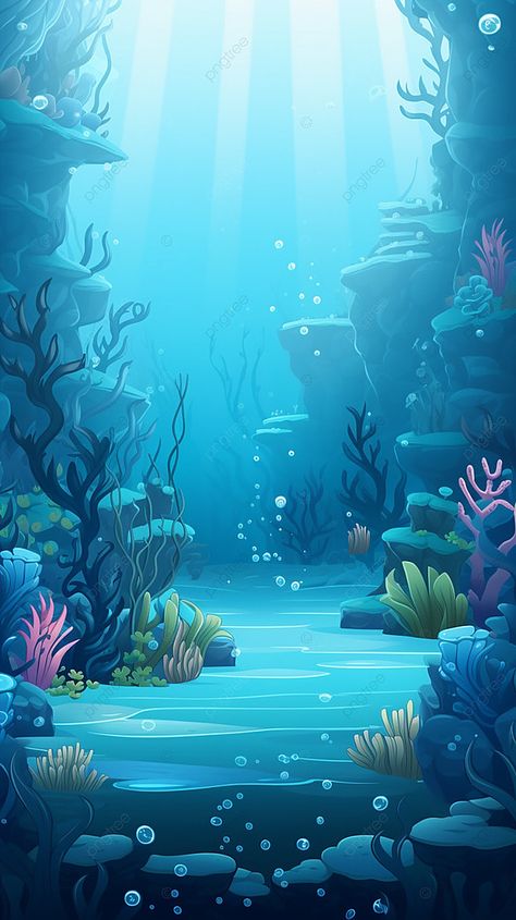 Deep Sea Plant Rock Cartoon Sea Water Advertising Background Water Background Drawing, Deep Sea Wallpaper, Under The Sea Background, Underwater Drawing, Mermaid Background, Underwater Cartoon, Underwater Background, Under Ocean, Ocean Background