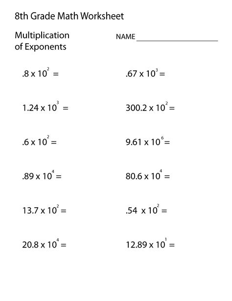 Grade 8 Math Worksheets Multiplication | Learning Printable Grade 8 Math Worksheets, 8th Grade Math Problems, Multiplication Learning, Grade 8 Math, 8th Grade Math Worksheets, Pre Algebra Worksheets, Math Multiplication Worksheets, Probability Worksheets, Exponent Worksheets