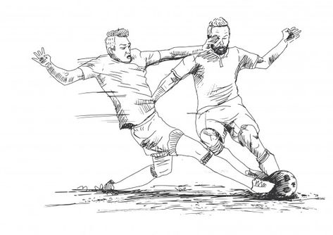 Hand drawing soccer player Soccer Poses Drawing, Football Drawing Sketches, Arsenal Artwork, Athletic Drawing, Soccer Illustration, Soccer Tattoos, Football Player Drawing, Soccer Poses, Soccer Drawing