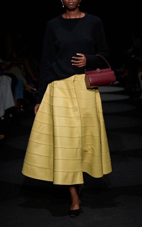 Women's Altuzarra Spring Summer 2024 Collection | Moda Operandi Yellow Leather Skirt, Leather Midi Skirt, Spring Summer 2024, Yellow Leather, 2024 Collection, Summer 2024, News Design, Moda Operandi, Skirt Fashion