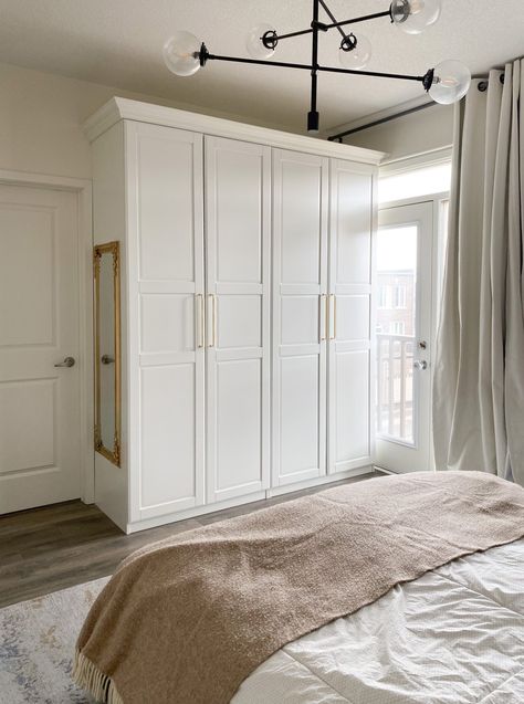 Pax Wardrobe Ideas, Wardrobe Hacks, Ikea Wardrobe Hack, Build Your Own Wardrobe, Dressing Ikea, Ikea Pax Closet, Pax Closet, Bedroom Built In Wardrobe, Custom Cabinet Doors