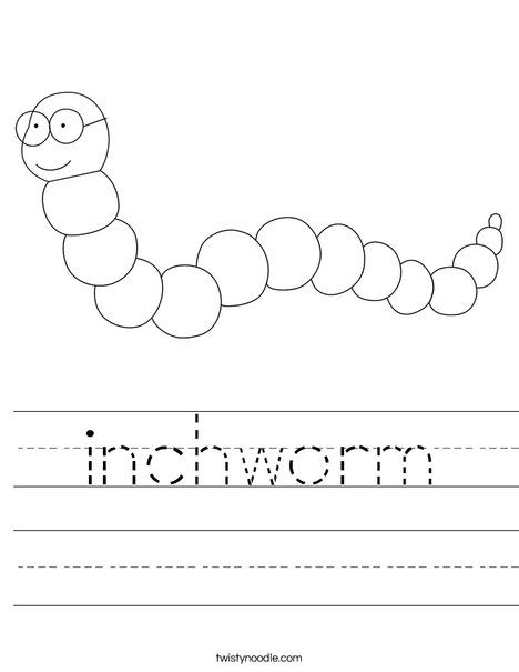 Inchworm Inchworm Coloring Page, Inchworm Craft Preschool, Inchworm Craft, I Worksheet, Worm Crafts, Summer Alphabet, Preschool Activity Sheets, Transportation Worksheet, Preschool Fall