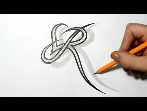 Letter R and Heart Combined - Tattoo Design Ideas for Initials - YouTube Letter R Tattoo, Tattoo Alphabet, Stammestattoo Designs, Matching Sister Tattoos, Sister Tattoo, Omerta Tattoo, Muster Tattoos, Initial Tattoo, Tattoo Lettering Fonts