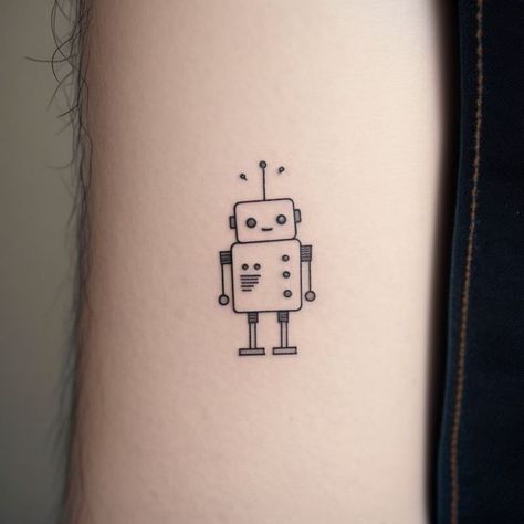 Robot Tattoo Ideas, Software Tattoo Ideas, Robotics Tattoo, Cute Robot Tattoo, Robot Tattoo Design, Programming Tattoo Ideas, Intelligence Tattoo, Tech Tattoo Ideas, Engineering Tattoo