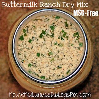 Buttermilk Ranch Dry Mix - MSG-Free Recipe | No Utensil Unused Msg Free Recipes, Buttermilk Powder, Dry Buttermilk, Dry Ranch Mix, Homemade Dry Mixes, Cooking Substitutions, Dry Mixes, Ranch Mix, Buttermilk Ranch