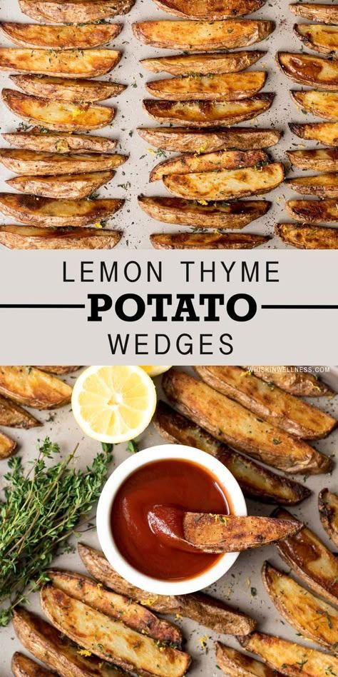 Lemon Thyme Recipes, Thyme Recipes, Lemon Thyme, Herb Recipes, Herbal Recipes, Stuffed Avocado Healthy, Potato Wedges, Favorite Side Dish, Delicious Dishes