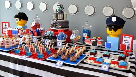 LEGO City Cake Ideas | The Lego City Police party ideas and elements to look for from this ... Lego City Party Ideas, Lego City Party, Lego City Cakes, Lego City Birthday Party, Police Birthday Party Ideas, Cops And Robbers Party, Lego City Birthday, Policeman Party, Police Lego