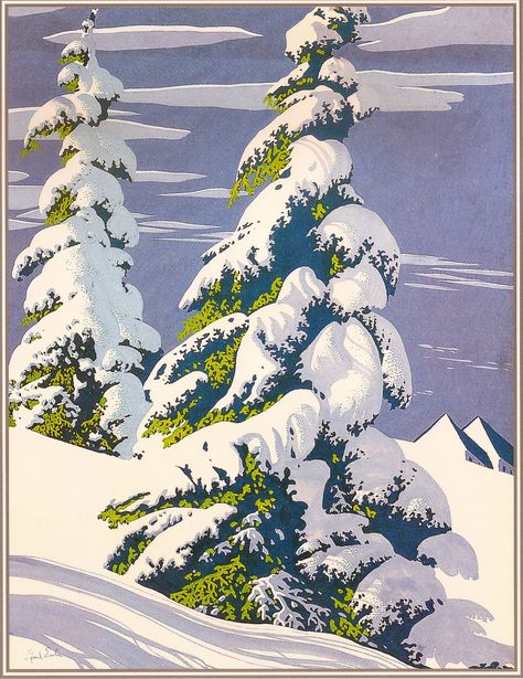 The amazing Eyvind Earle | My all time favorite Disney background artist (1950s) Eyvind Earle, 수채화 그림, Winter Trees, Winter Art, Tree Art, Winter Scenes, Christmas Art, Linocut, Painting Inspiration