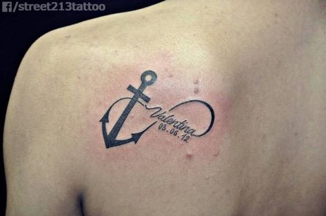 Infinity Anchor Tattoo by 213 Street Tattoo Infinity Anchor Tattoo, Infinity Sign Tattoo, Anchor Tattoo Meaning, Small Anchor Tattoos, Infinity Anchor, Navy Tattoos, Anchor Tattoo Design, Sunset Tattoos, Soul Tattoo