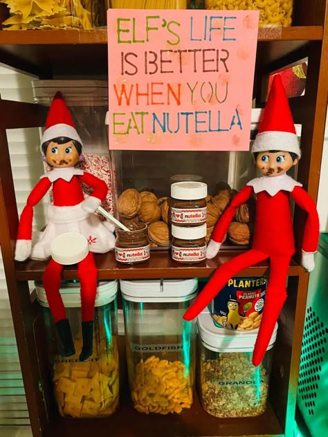 Elf On The Shelf Nutella, Awesome Elf On The Shelf Ideas, Elf Ideas, Shelf Ideas, On The Shelf, The Elf, Elf On The Shelf, Nutella, Elf