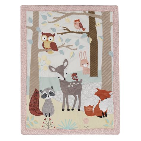 Woodland Baby Quilt, Animal Baby Quilt, Woodland Forest Animals, Coral Nursery, Woodland Quilt, Boys Quilt Patterns, Lambs & Ivy, Baby Crib Bedding Sets, Nursery Quilt