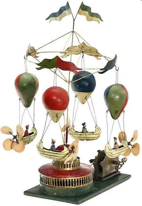 Steampunk Toys, Carousel Toy, Victorian Toys, Painted Dolls, Green Balloons, Toys In The Attic, Wind-up Toys, Metal Toys, Doll Painting