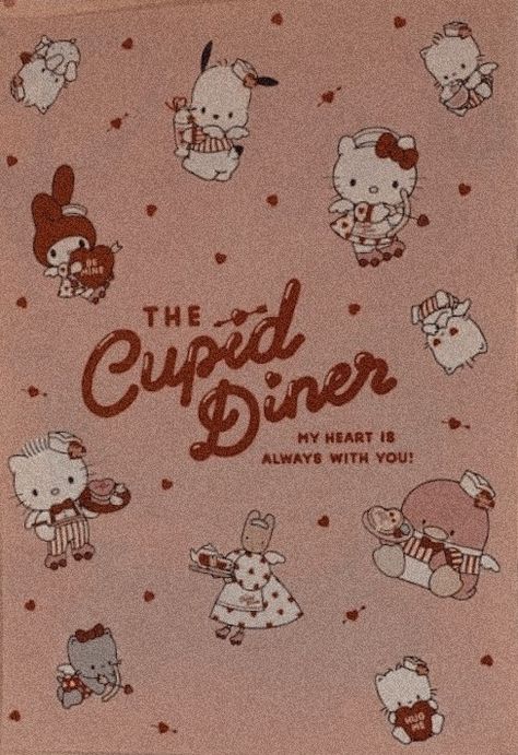 The Cupid Diner Hello Kitty, Red Coquette Pfp, Xo Kitty Poster, Conquette Aesthetic, Vintage Pink Aesthetic, Puffy Wallpaper, Valentine Poster, Printable Wall Collage, Y2k Hello Kitty